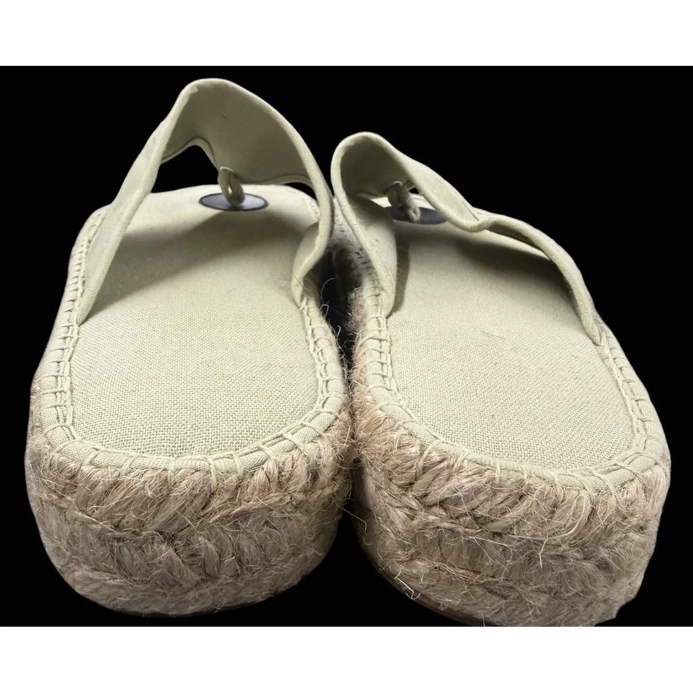 Womens‎ Espadrille Platform Sandals Size 6 Beige Canvas Jute Thong Slip On